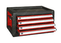 स्टील मल्टीफंक्शनल टूल बॉक्स टॉप कैबिनेट, ड्रॉर्स के साथ रेड ब्लैक मेटल टूल चेस्ट
